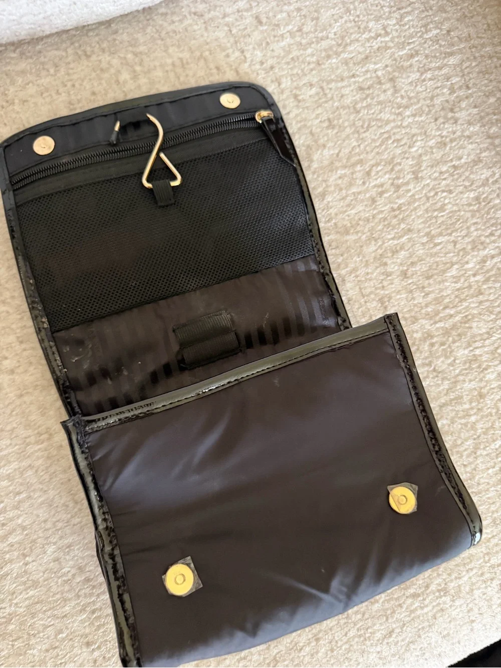 Victoria's Secret Black Quilted Toiletry Pouch with Gloss Trim